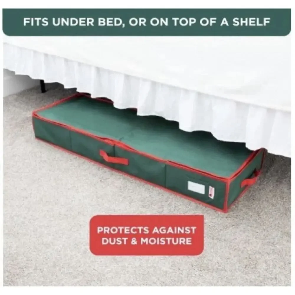 HOLDN' STORAGE Premium Wrapping Paper Storage Container - Green/Red Trim